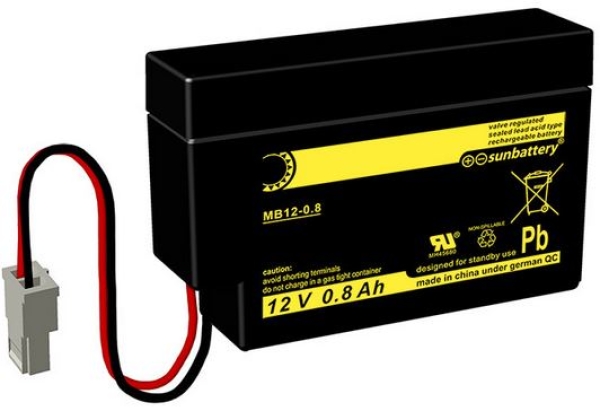 12V 0,8Ah m. AMP-Stecker; SUN Battery